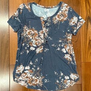 Maurices Floral Lace-Up Women's Top